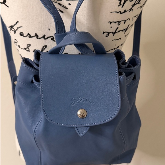 Longchamp Blue Leather Le Pliage Cuir Mini Backpack - Picture 2 of 9
